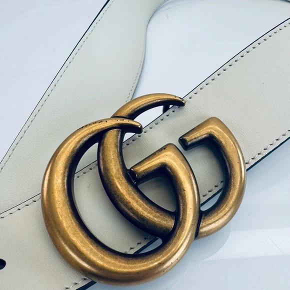 Gucci Gg Marmont White Leather Belt 400593 85/34